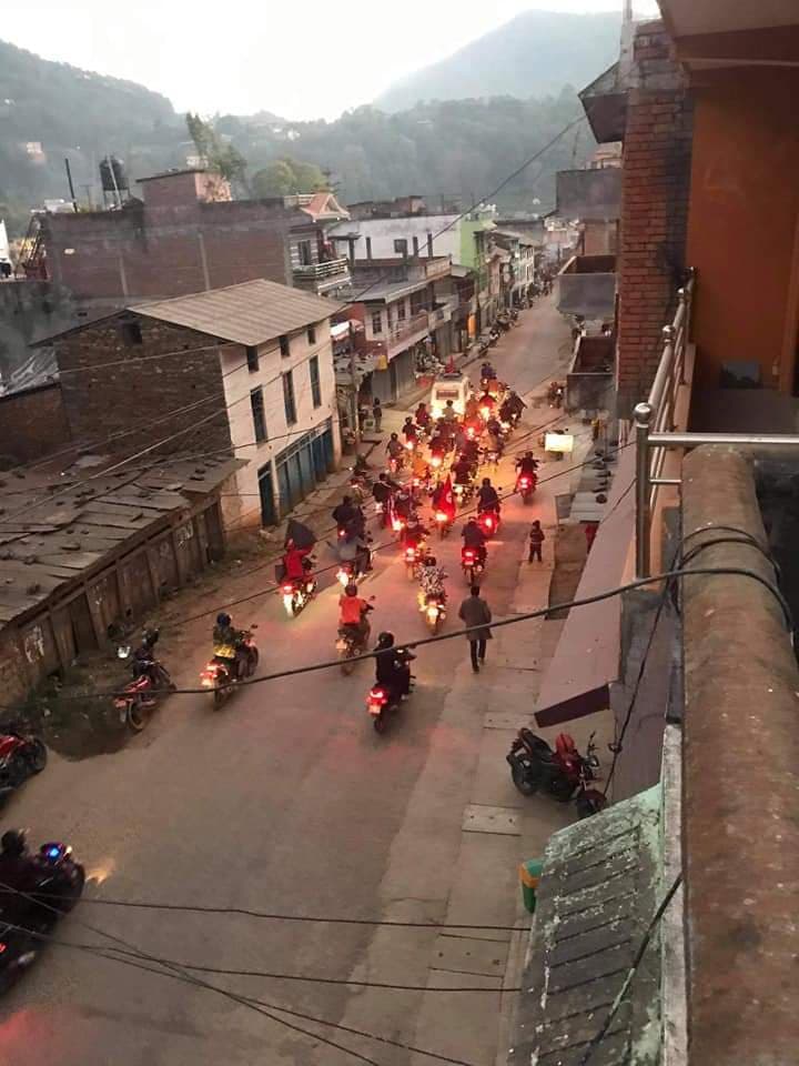 नेपाल विद्यार्थी संघ गुल्मीले वर्तमान सरकारको विरुद्धमा बाइक र्याली गर्यो