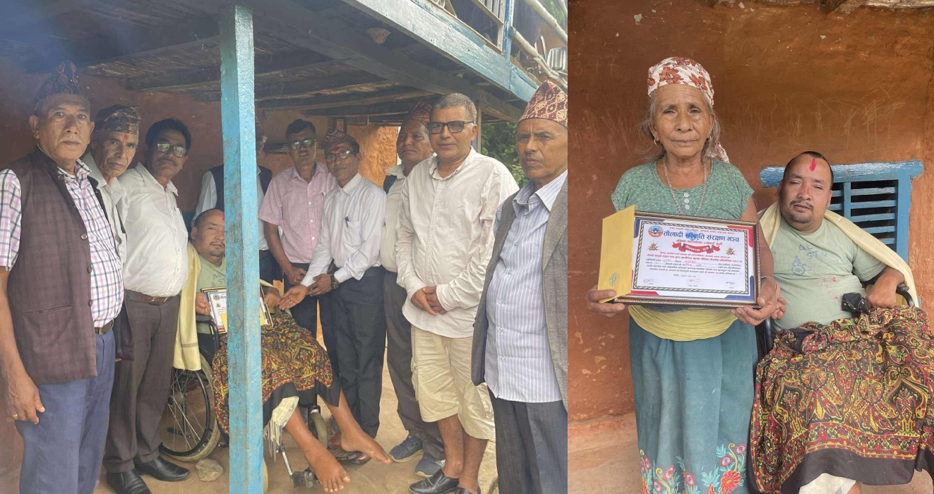तोलादी संस्कृति संरक्षण मन्चद्वारा ग्राफिक्स डिजाइनर सालिकलाई सम्मान ।